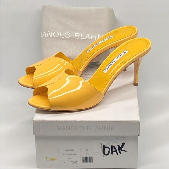 Manolo Blahnik Houramu 70MM Patent Leather Mules size 39 - Picture 11 of 13